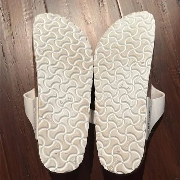 Birkenstock White Sandals Two-Strap Cork Footbed - Picture 6 of 6